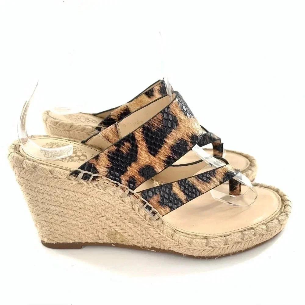 Vince Camuto Lavanda platforms size 6.5 36.5 brown black Cheetah print leather